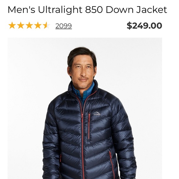 Men's Ultralight 850 Down Jacket Carbon Navy Xxl Tall - Picture 1 of 9